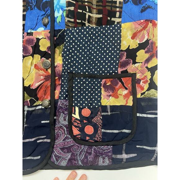 Vision By Shirin Women’s Patchwork Jacket Size XL Artsy Boho Colorful - Picture 2 of 10
